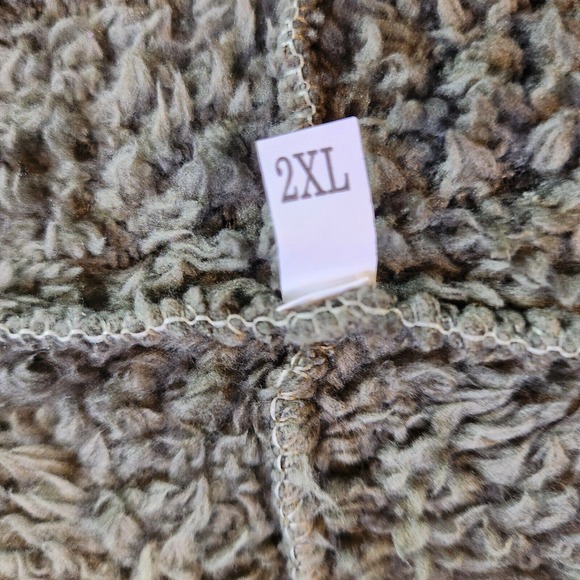 Women's Cozy Fleece Hoodie 2XL Olive Green Stretch Sweet Bear Ears Button Front - Picture 11 of 14